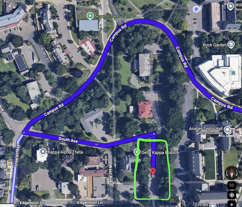 Driving directions to the Law School parking lot near Anabel Taylor